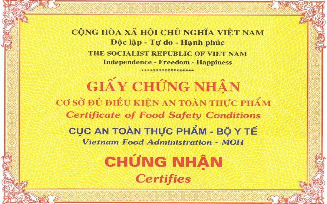 Hồ sơ, thủ tục cấp giấy chứng nhận vệ sinh an toàn thực phẩm